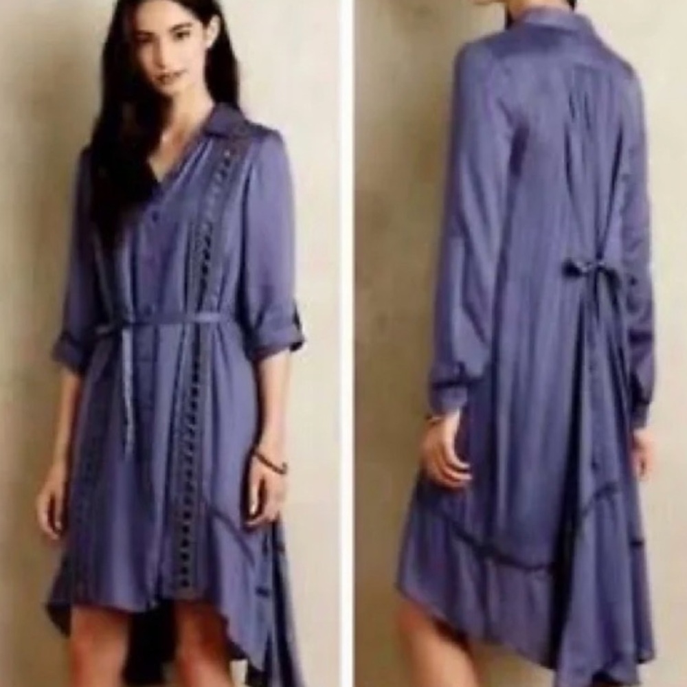 Anthropologie Vanessa Virginia Liet Button Down Shirt Dress in Blue Size